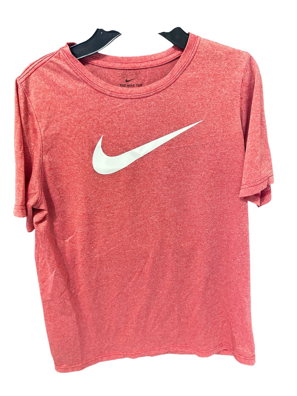 Nike Kids Heather Red Short Sleeve Tee with White Swoosh
